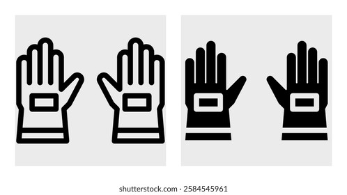 glove vector icon set in black color. Glove icon set with outline and glyph style.