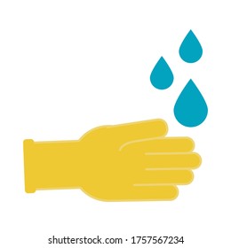 glove with water drops design, Cleaning service wash home hygiene equipment domestic interior housework and housekeeping theme Vector illustration