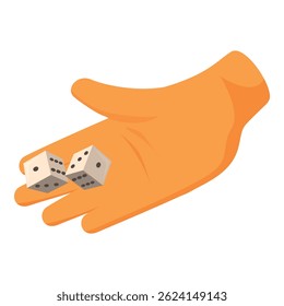 Gloved hand displaying two dice, ready for a board game or gambling, representing chance and probability