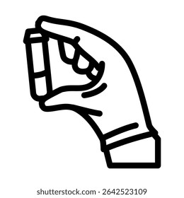 gloved hand holding toxic sample chemical pollution line icon vector. gloved hand holding toxic sample chemical pollution sign. isolated contour symbol black illustration