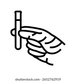gloved hand holding toxic sample chemical pollution line icon vector. gloved hand holding toxic sample chemical pollution sign. isolated contour symbol black illustration