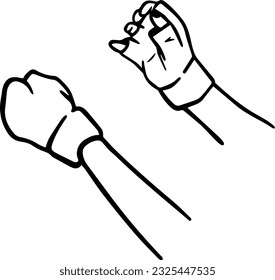 gloved hands human body part doodle linear cartoon coloring