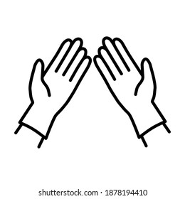 Gloved hands icon. Covid-19, 2019-nCoV in China, Wuhan. Isolated on white background. Vector illustration eps10. Sign or symbol
