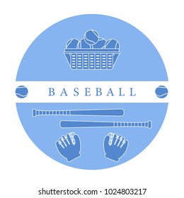 Gloves, balls, baseball bats. Baseball equipment. Sports elements.