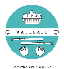 Gloves, balls, baseball bats. Baseball equipment. Sports elements.