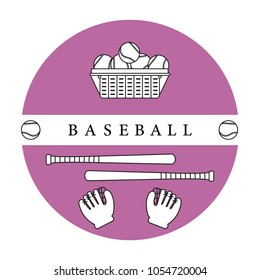 Gloves, balls, baseball bats. Baseball equipment. Sports elements.