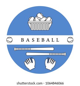 Gloves, balls, baseball bats. Baseball equipment. Sports elements.