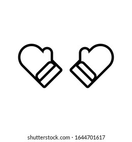 gloves black line snow winter icon in flat style isolated. Vector Symbol illustration.