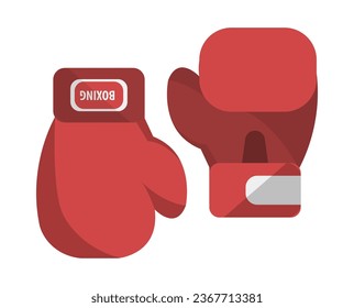 Guantes para boxeo, equipo protector aislado para manos de boxeador. Hobbies y actividades deportivas y deportivas, practicando el deporte en torneo de lucha o de lucha libre. Vector de estilo plano