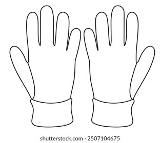 Guantes de la tarjeta de maqueta conjunto de contorno negro. Ilustración vectorial.