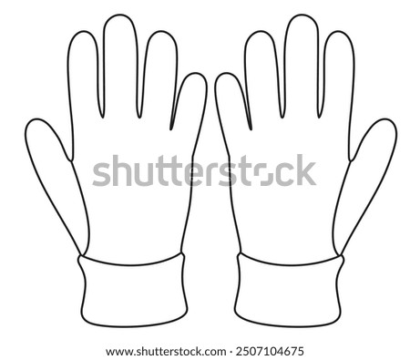 Gloves cad mockup set black outline. Vector illustration.