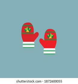 gloves christmas icon set vector