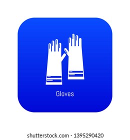 Gloves cleaning icon blue vector isolated on white background
