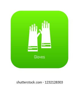 Gloves cleaning icon green vector isolated on white background