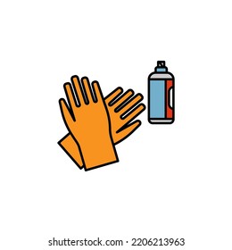 gloves, cleanser line icon on white background. Signs and symbols can be used for web, logo, mobile app, UI, UX