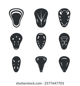 Gloves Clip Art Vector Isolated Collection, Cricket Gloves Silhouette Icon Set, Professional Cricket Gloves Equipment Set.