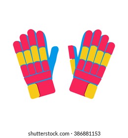 Gloves cricket illustration on white background. 