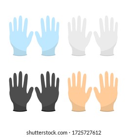 Gloves different colors. Vector illustration