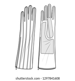 Gloves Fashion flat technical drawing vector template