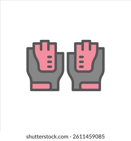 gloves filled outline icon. gloves color line illustration.