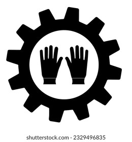 Gloves flat design illustration in gear, Construction work gloves
