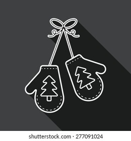 gloves flat icon with long shadow, line icon