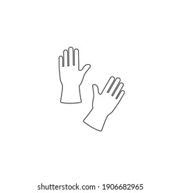Guantes línea de estilo plano diseño de iconos, servicio de limpieza lavado equipo de higiene en el hogar interior doméstico trabajo doméstico y mantenimiento de la casa Tema Vector ilustración