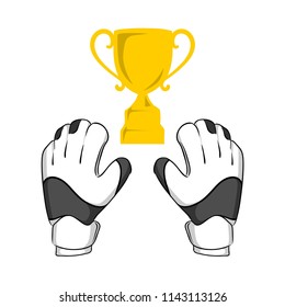 Gloves goalkeeper with trophy