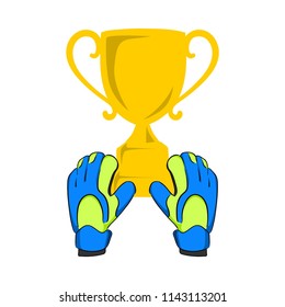 Gloves goalkeeper with trophy illustration
