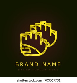 Gloves golden metallic logo