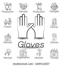 gloves hand draw icon. Element of farming illustration icons. Signs and symbols can be used for web, logo, mobile app, UI, UX