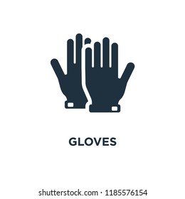 Gloves icon. Black filled vector illustration. Gloves symbol on white background. Can be used in web and mobile.