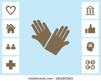 Gloves Icon With Bonus Icons. Eps-10.