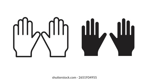 Gloves icon. Flat and stroke versions. Graphic elements.