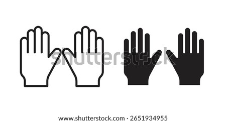 Gloves icon. Flat and stroke versions. Graphic elements.