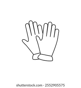 Ilustración vectorial de la parte de la línea del icono de los guantes sobre fondo blanco.