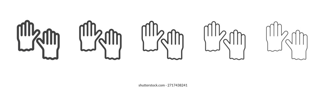 Icono de guantes en el concepto de trazos lineales
