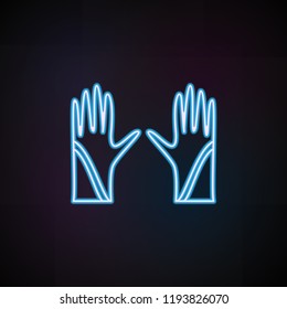 gloves icon in neon style. One of Woman Accessories collection icon can be used for UI, UX