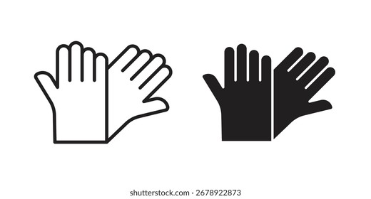 Icono de guantes sobre fondo blanco. icono establecido en contorno negro y relleno