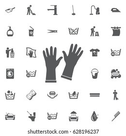 Gloves icon on the white background. Set of cleaning icons