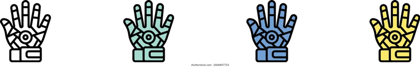 gloves icon. Outline, Green, Blue and Yellow Style Design Isolated On White Background