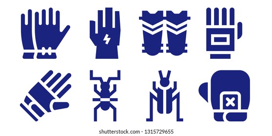 gloves icon set. 8 filled gloves icons.  Simple modern icons about  - Gloves, Cricket, Glove, Shin guards, Boxing