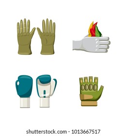 Gloves icon set. Cartoon set of gloves vector icons for web design isolated on white background
