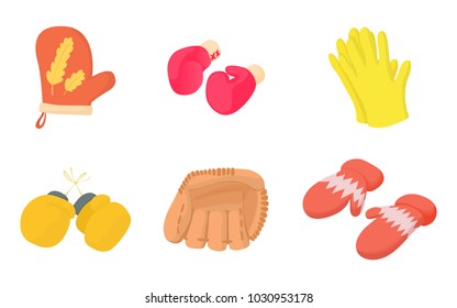 Gloves icon set. Cartoon set of gloves vector icons for web design isolated on white background