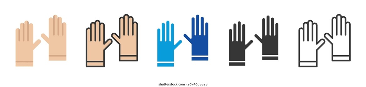 Conjunto de íconos de guantes Multi Style Varias colecciones