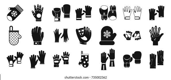 Gloves icon set. Simple set of gloves vector icons for web design isolated on white background