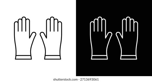 Contorno del logotipo del icono de los guantes. Vectores de línea delgada