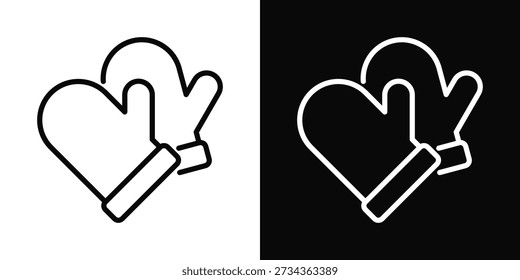 Gloves Icon White And Black Background Style