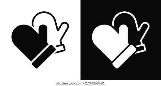 Gloves Icon White And Black Background Style