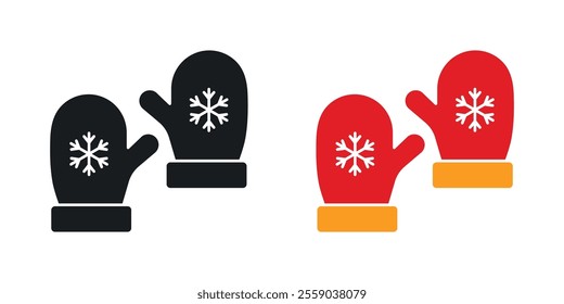 Gloves icons in black and colored version